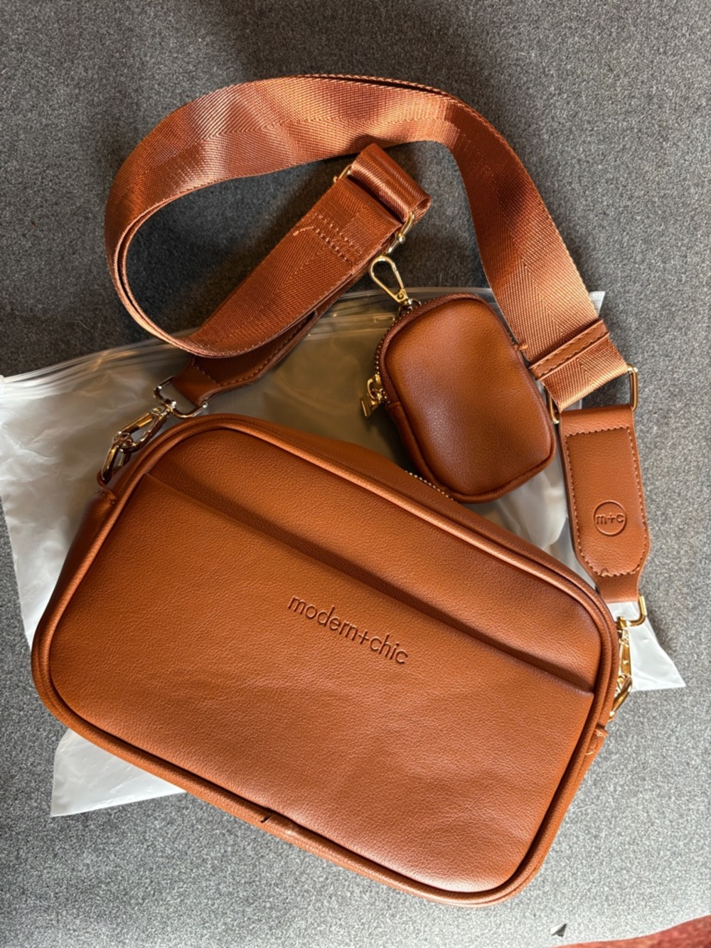 Modern + Chic Signature Camera Crossbody Shoulder Bag with Removable Pouch